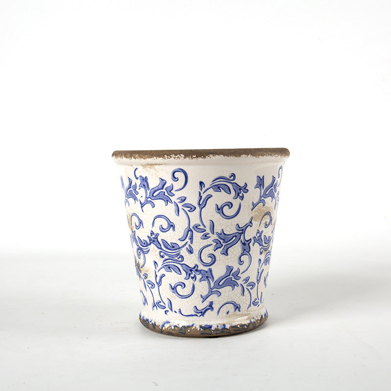 Dekorativer Keramik Blumentopf mit floralem Design Karnz