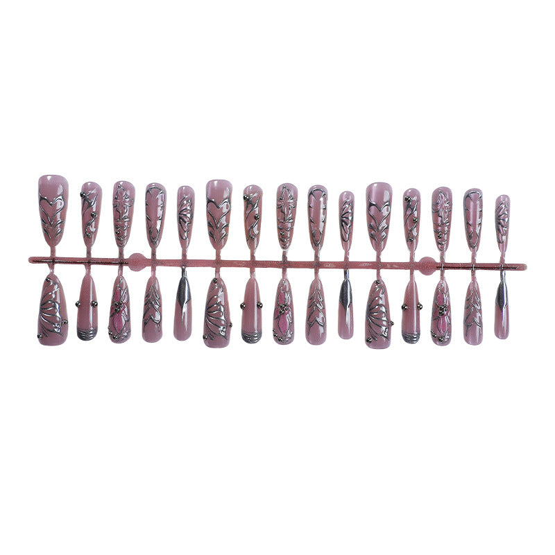 Künstlerisches Press-On-Nagel-Set mit intricaten Blumenmotiven Karnz