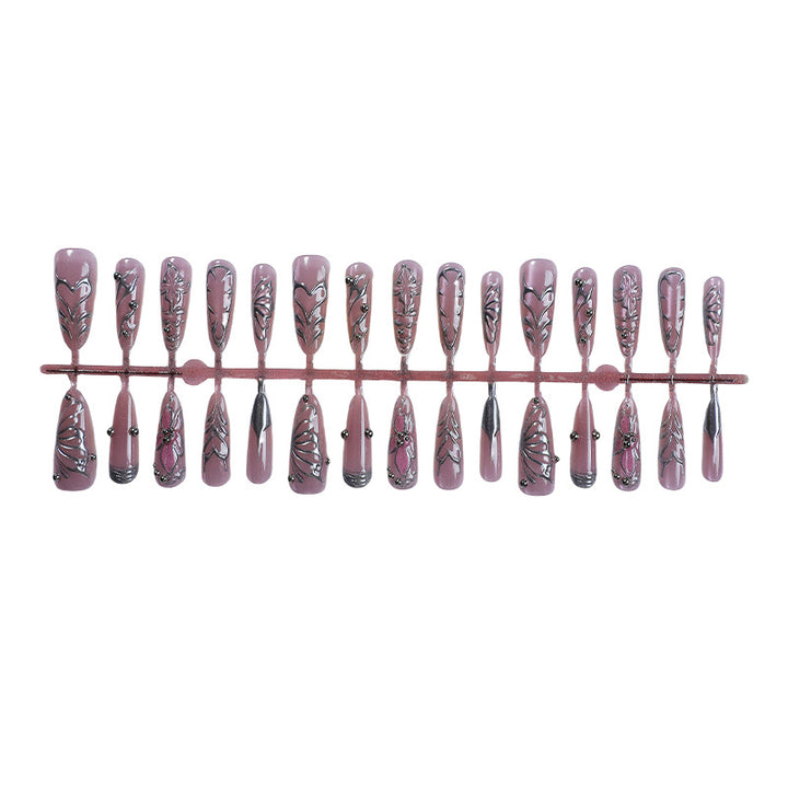 Künstlerisches Press-On-Nagel-Set mit intricaten Blumenmotiven Karnz