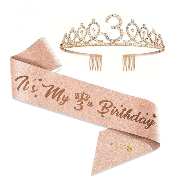 Damen Glitzernde Tiaras mit festlichem Geburtstagsbanner Karnz