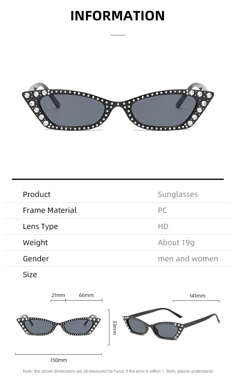 Damen extravagante Cat-Eye Sonnenbrille mit Kristallverzierung Karnz