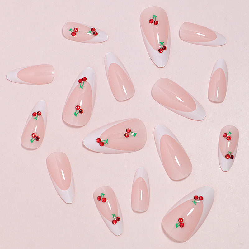 Elegante Kirschblüten Press-On Nagelkunst Karnz