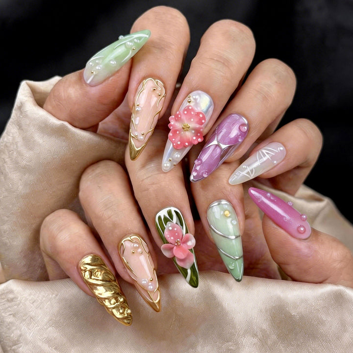 Premium Dekorative Press-On Nagelkunst Set