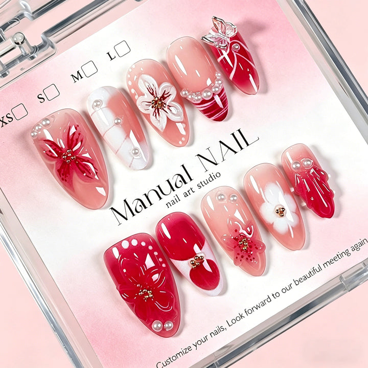 Dekorative Blumen Press-On Nagelkunst Kollektion Karnz