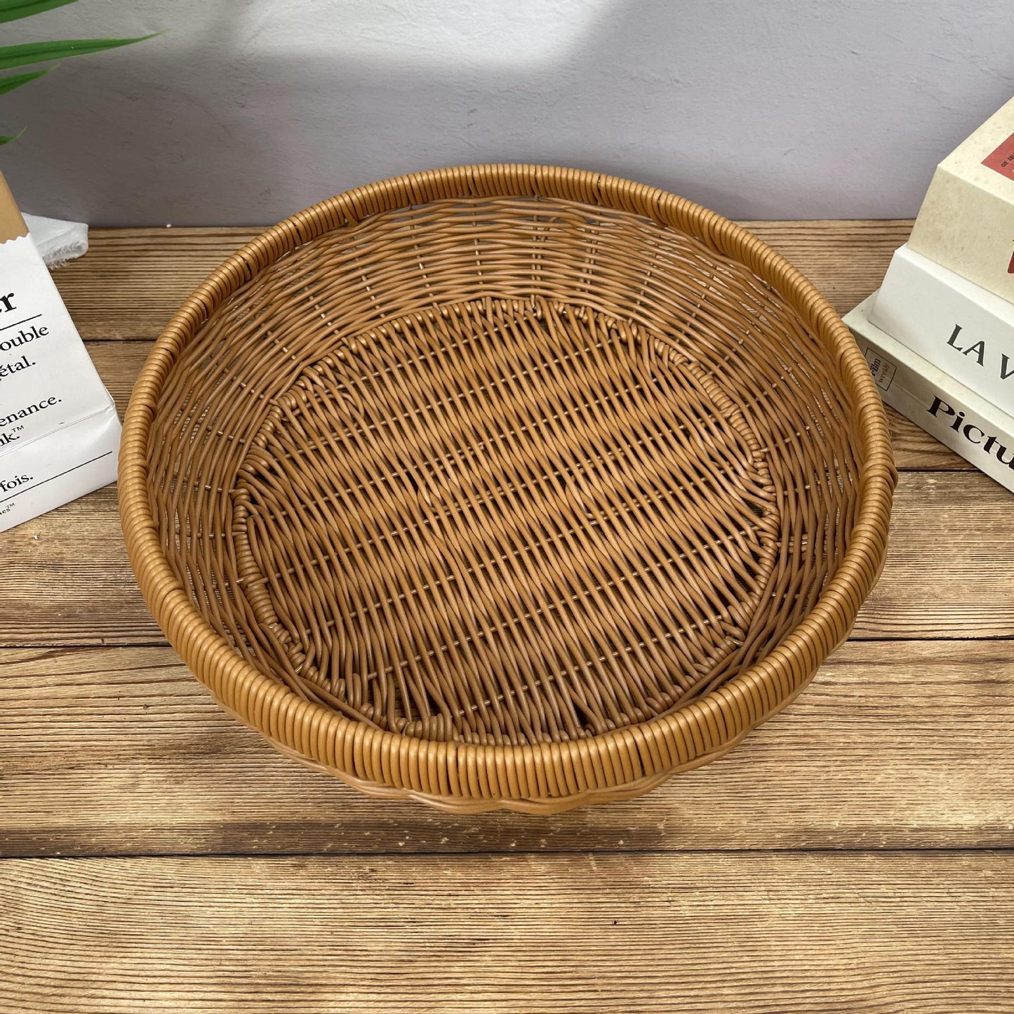 Damen runder Servierkorb aus geflochtenem Rattan Karnz