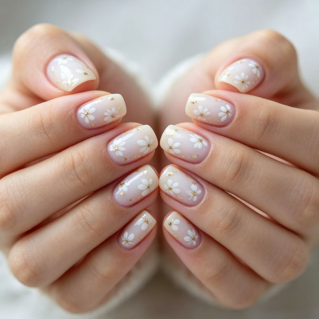Elegante Blumenmuster Press-On Nagelkunst Karnz