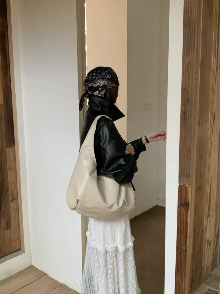 Oversized Lässige Leder Schultertasche