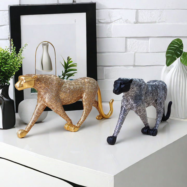 Künstlerische Dekorative Wildkatze Skulptur Karnz