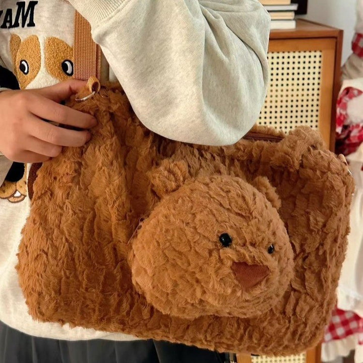 Niedlicher Plüschbär-Themen-Crossbody-Tasche