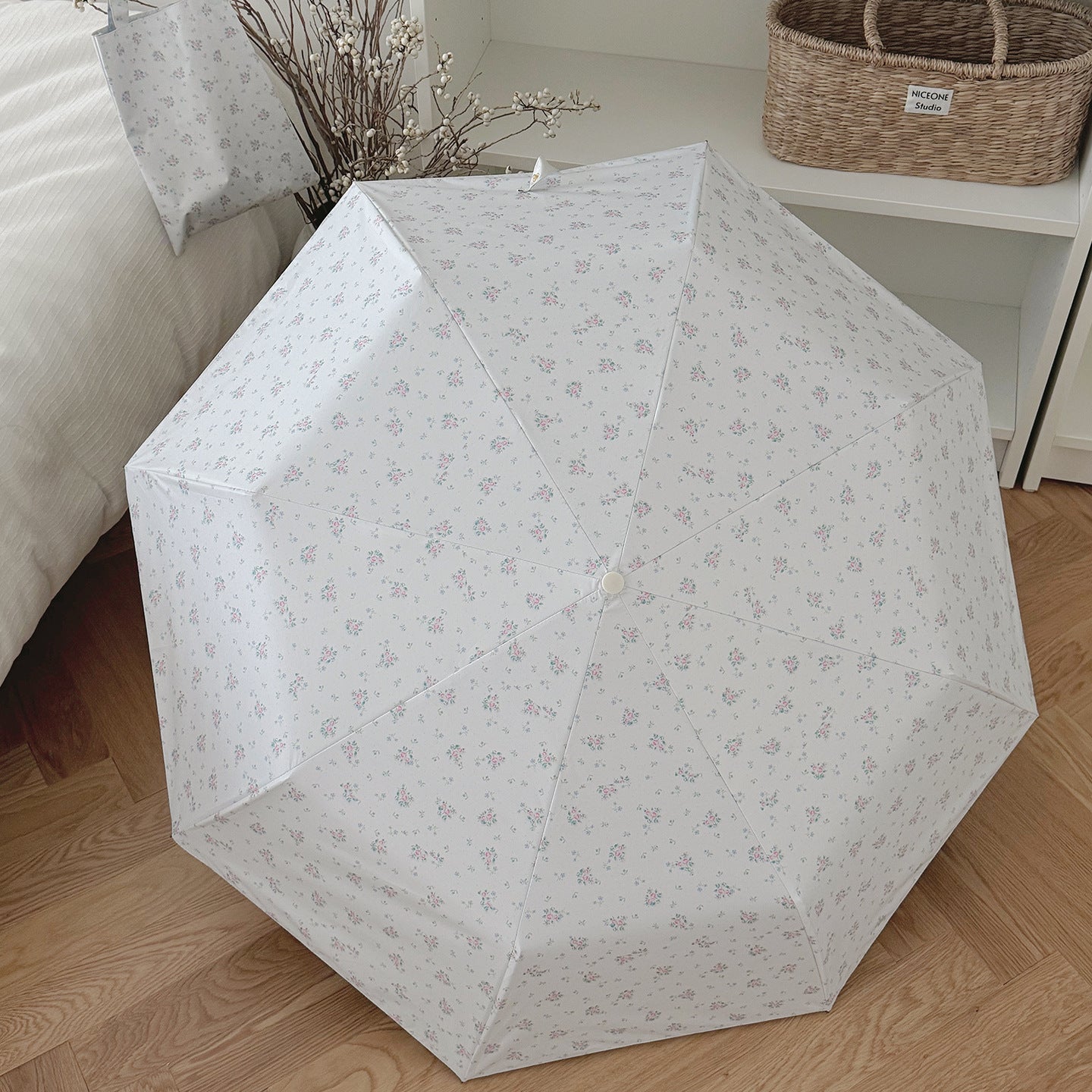 Damen Faltbarer Regenschirm mit Blumenmuster Karnz