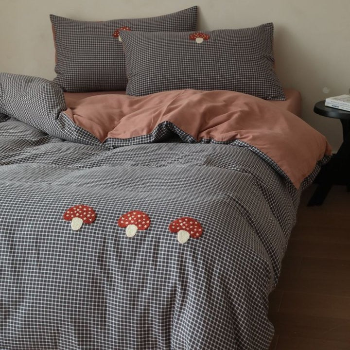 Luxuriöses Baumwoll-Satin Bettbezug Set mit umkehrbarem gestreiften Design und Kissenbezügen