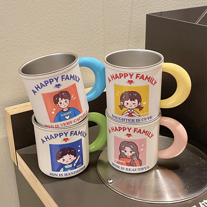 Keramiktasse mit Verspieltem Familienmotiv Karnz