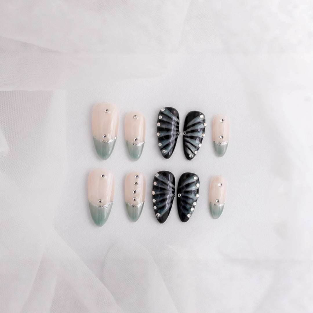 Stylisches Press-On-Nagelset mit einzigartigen Texturen