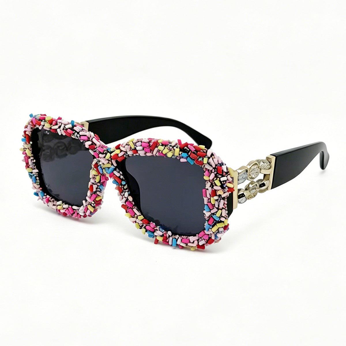 Damen Sonnenbrille mit kreativem Süßigkeitenbesatz Karnz