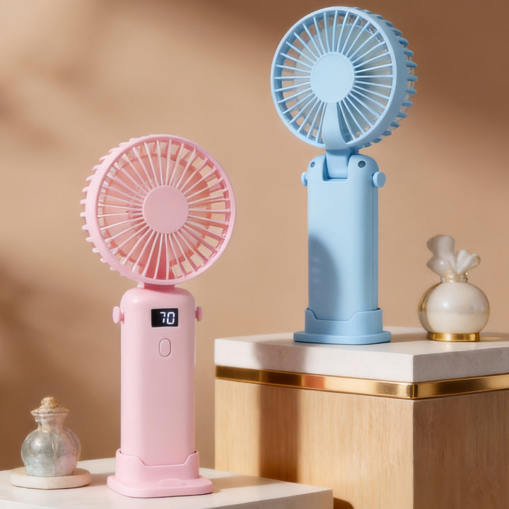 Damen Tragbarer Handventilator mit digitaler Geschwindigkeitsanzeige und USB-Ladefunktion Karnz