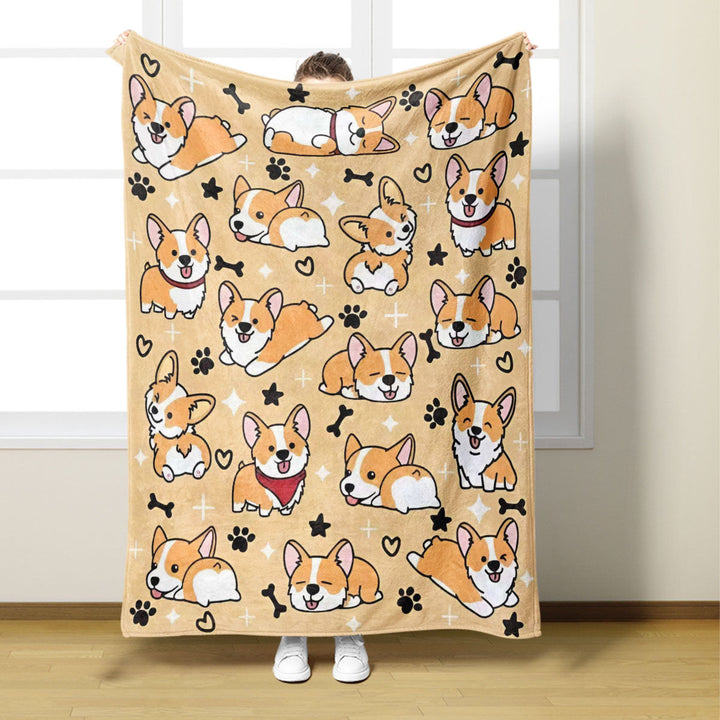 Süßes Corgi-Themen-Plüschdecke