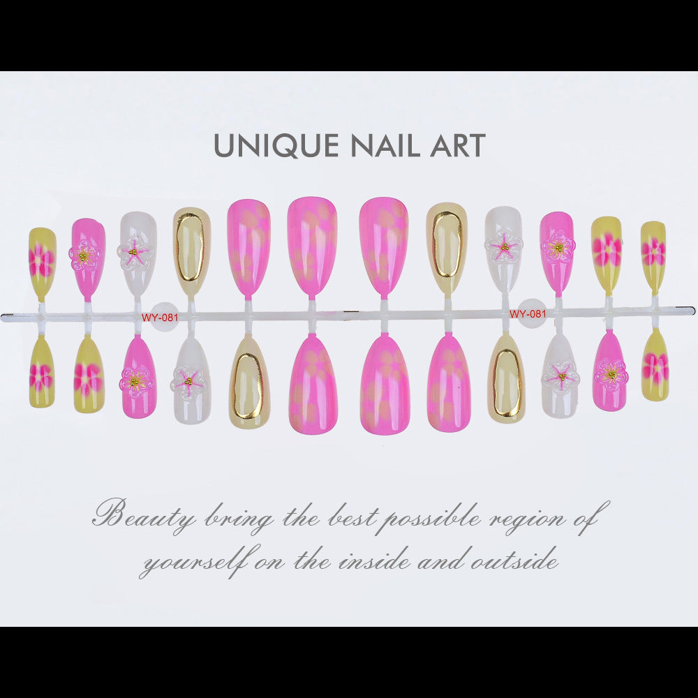 Künstlerisches Press-On-Nagelset mit Blumendesign Karnz