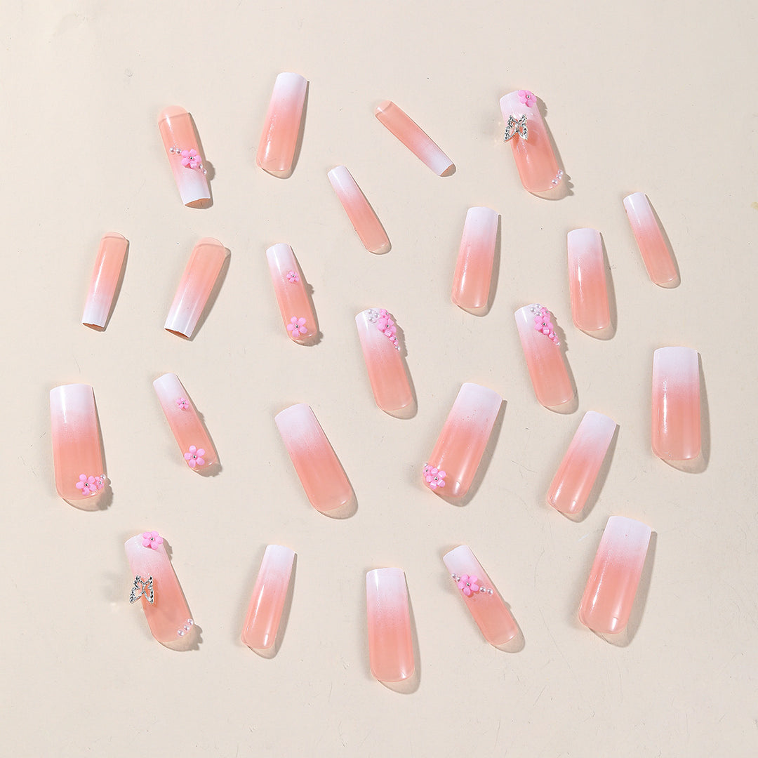 Florale Verzierte Press-On Nagelkunst Karnz