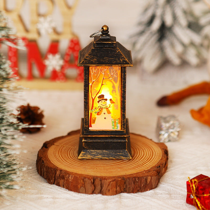 Nostalgische LED Weihnachtslaterne mit beweglichem Santa-Motiv Karnz
