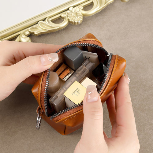 Texturierter Leder Kosmetik Organizer