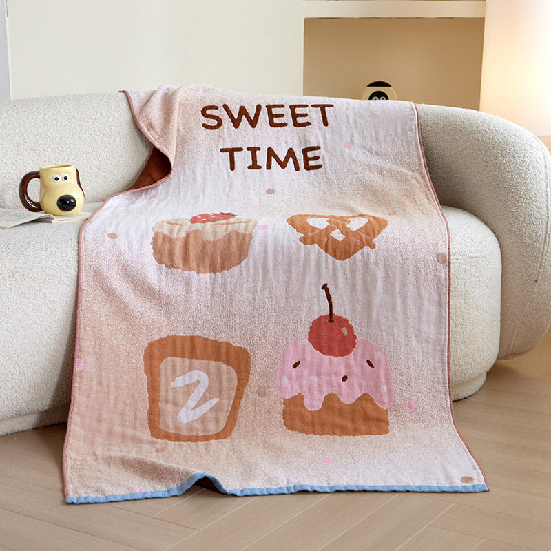 Kuschelige Jacquard-Wohndecke mit niedlichen Hunde- und Katzenmotiven