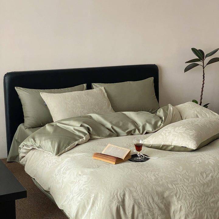 Luxus Jacquard Baumwolle Bettbezugset mit Satin Kissenbezügen