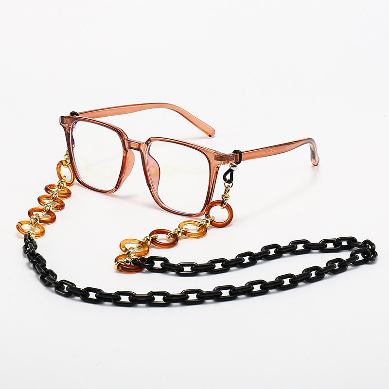 Modische Quadratische Rahmenbrille mit Dekorativer Kette Karnz