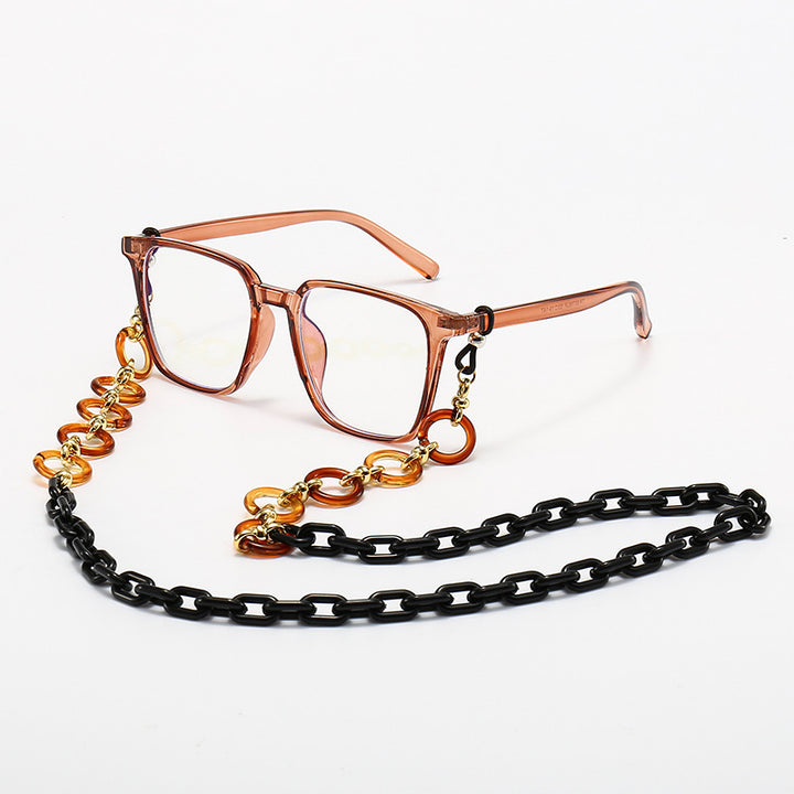 Modische Quadratische Rahmenbrille mit Dekorativer Kette Karnz