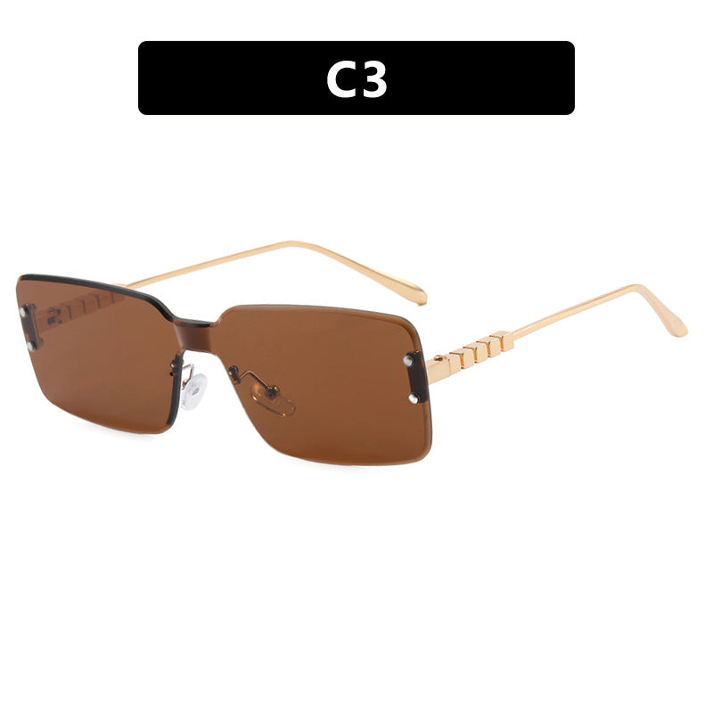 Damen moderne rechteckige Sonnenbrille mit stilvollem Metallrahmen Karnz