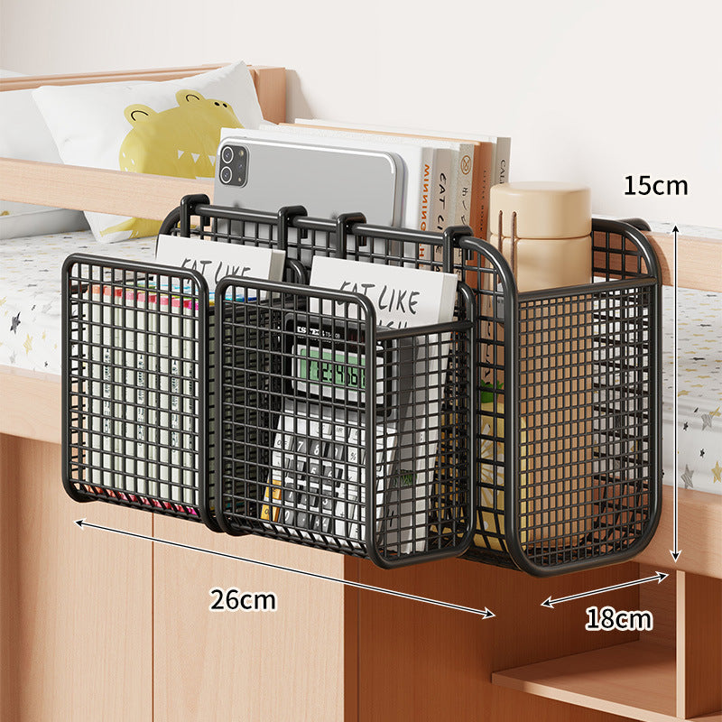 Über-Bett Drei-Compartment Metall-Mesh Hängende Nachttisch Organizer Caddy
