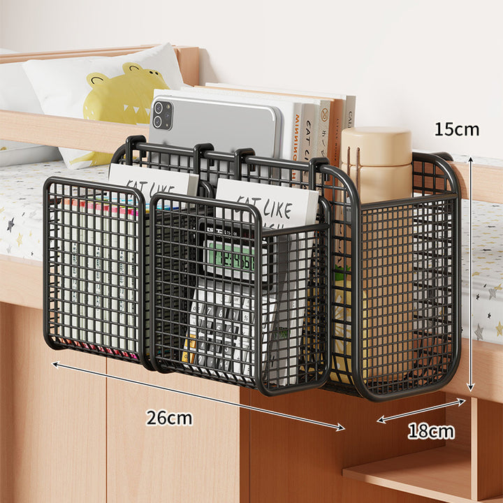 Über-Bett Drei-Compartment Metall-Mesh Hängende Nachttisch Organizer Caddy