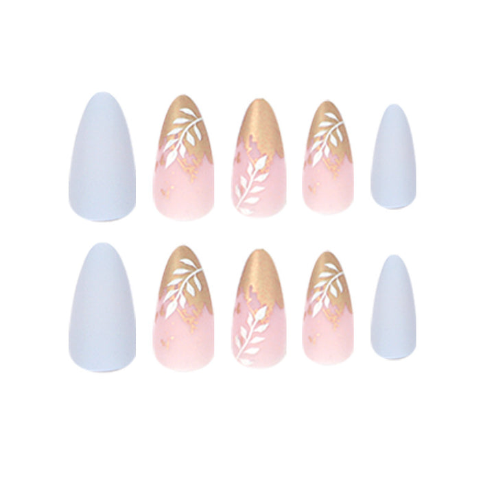 Künstliche Stiletto-Nägel mit elegantem Blatt-Design Karnz