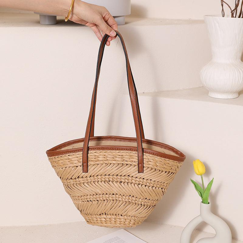 Damen Korb-Handtasche mit stilvollen Lederakzenten Karnz