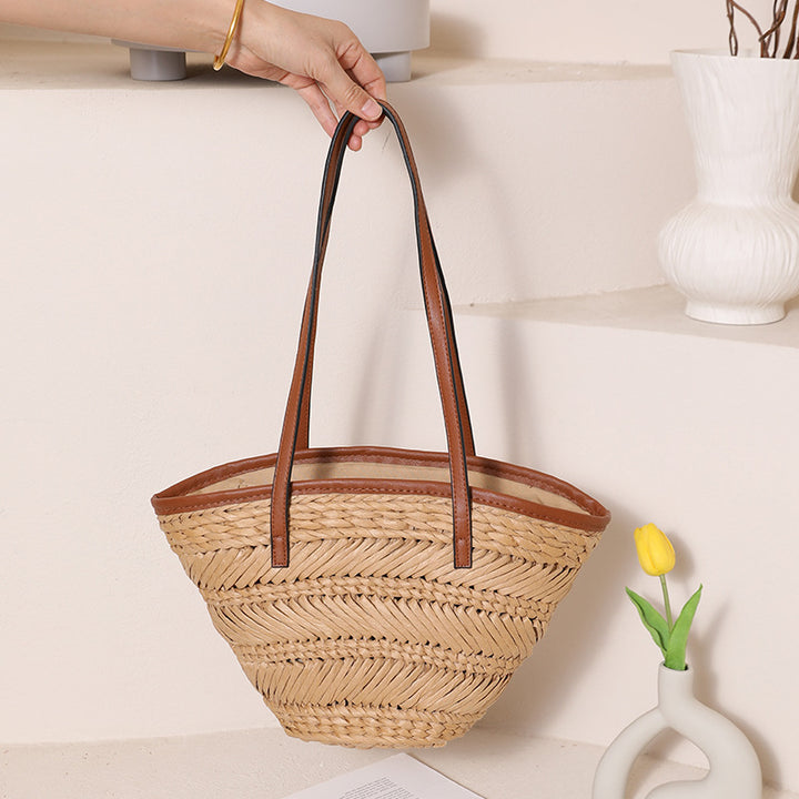 Damen Korb-Handtasche mit stilvollen Lederakzenten Karnz