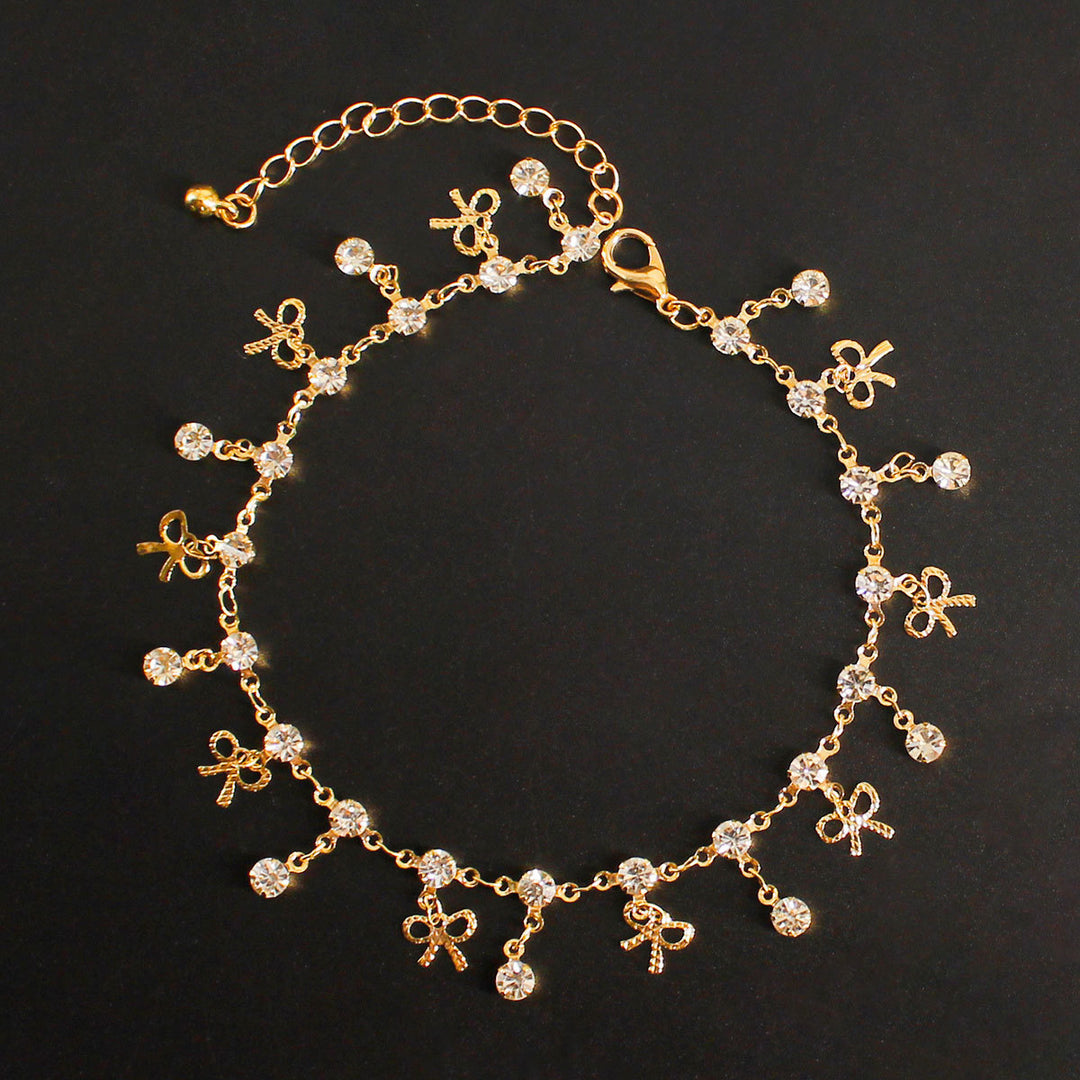 Delikate Kristall Charm Fußkettchen Karnz