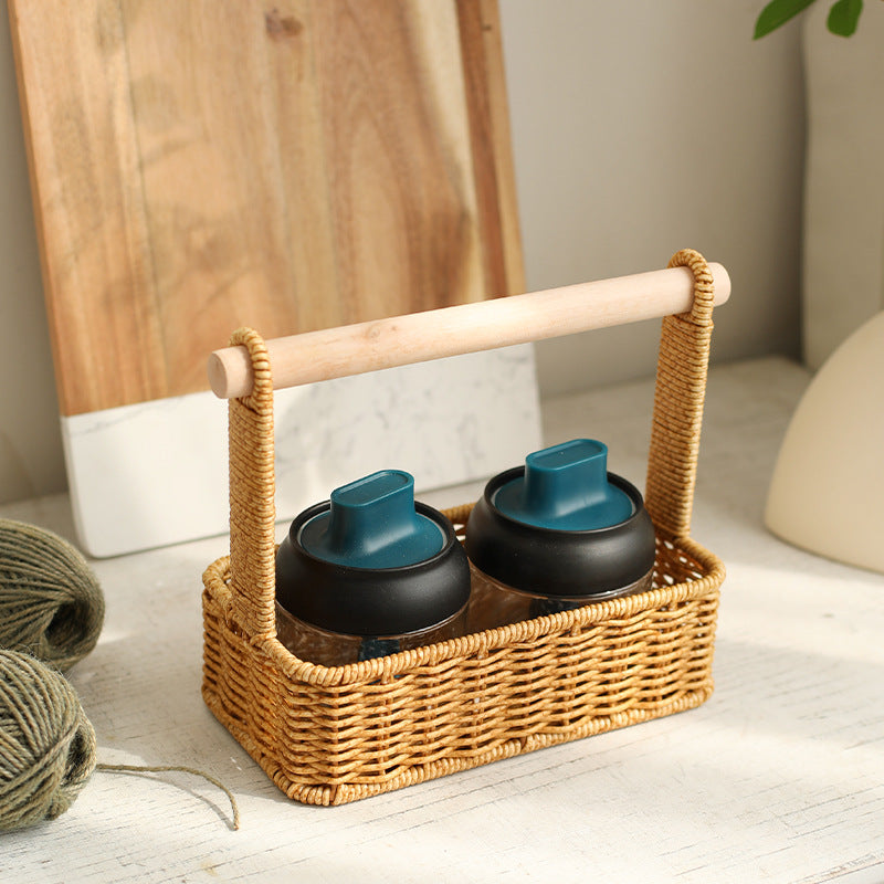 Unisex Moderner Aufbewahrungskorb mit stilvollem Holzgriff Karnz