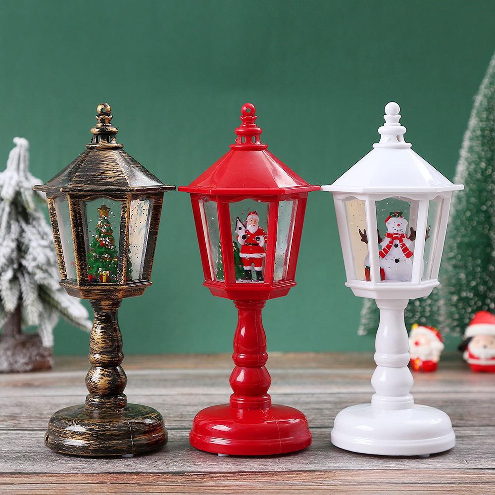 Nostalgische Weihnachtslaterne mit beweglicher Santa-Szene Karnz