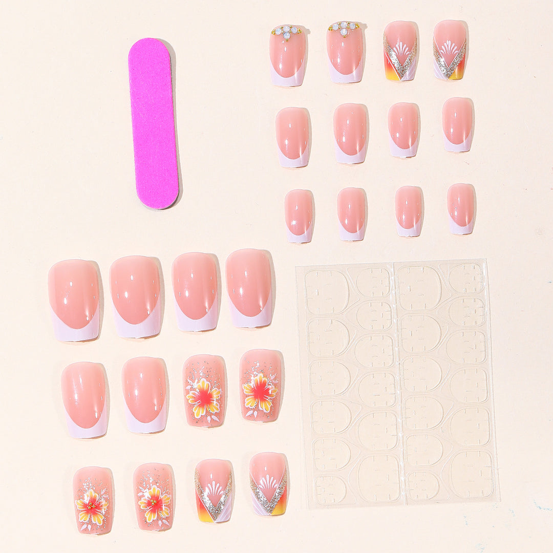 Elegante Florale Französische Spitze Nagelkunst Karnz