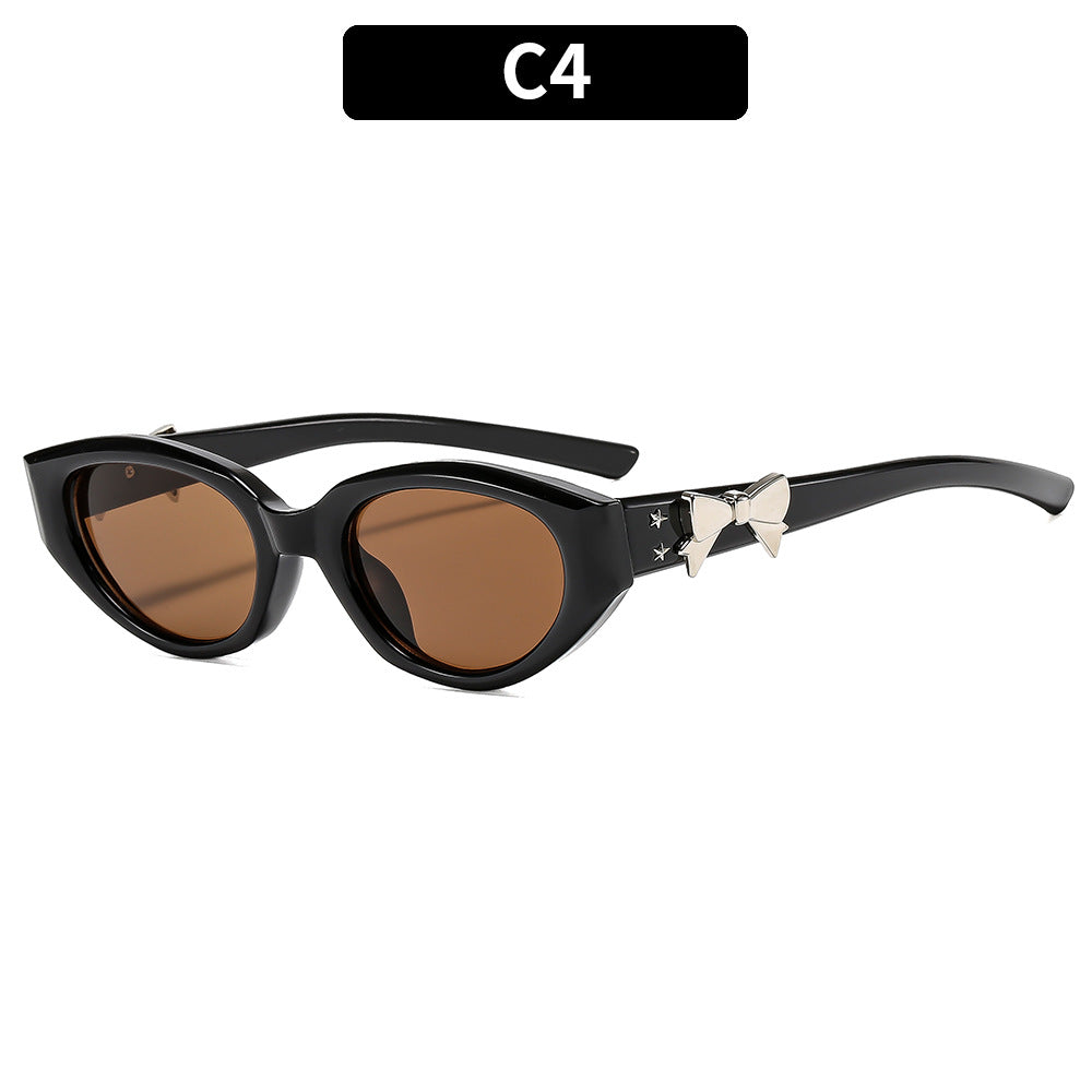 Elegante Katzenaugen-Sonnenbrille mit dekorativem Bogen