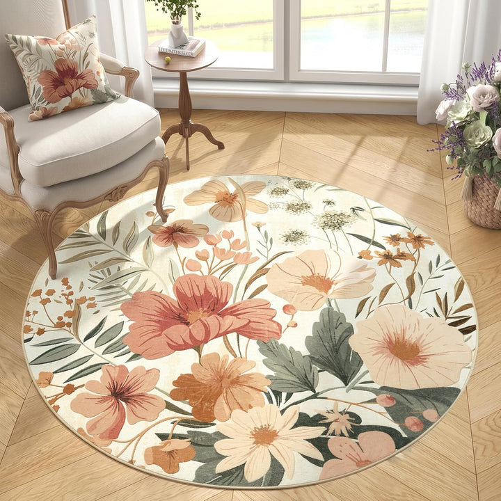 Blumenmuster runder Teppich