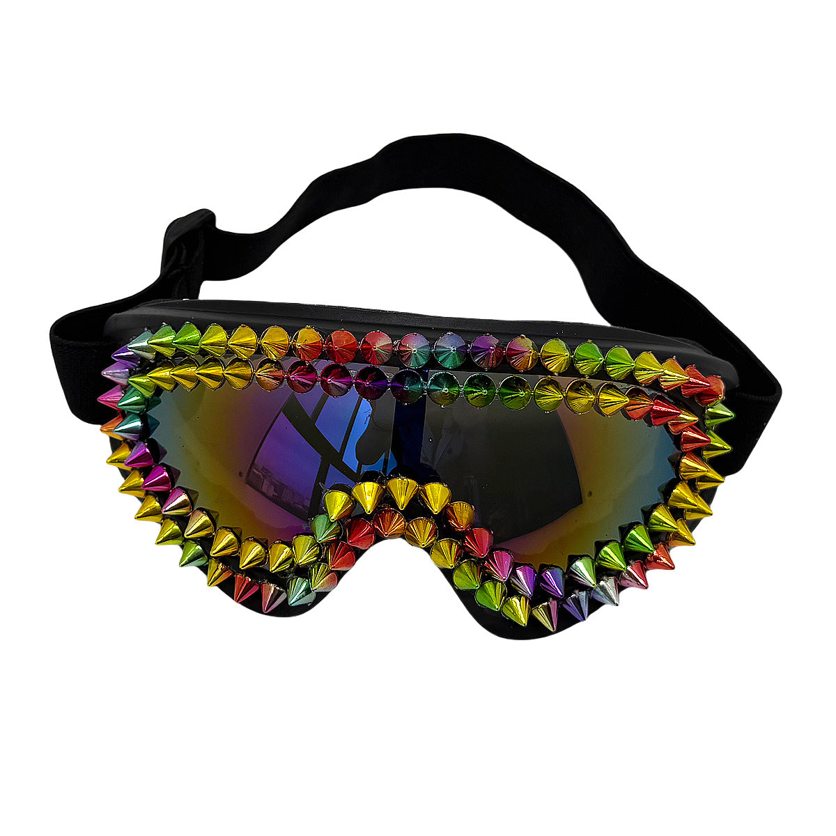Damen extravagante Skibrille mit bunten Nieten Karnz