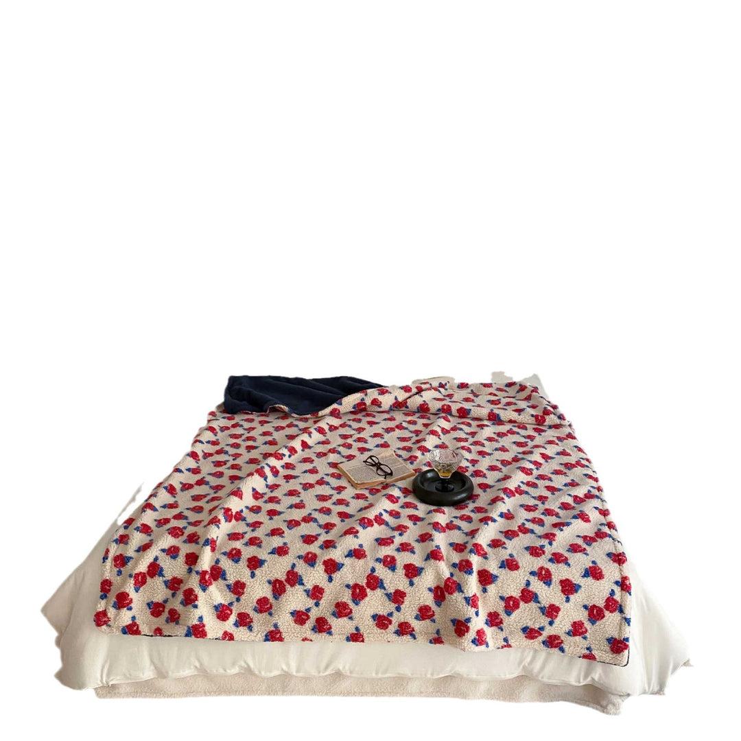 Plüsch Sherpa Wurfdecke mit retro floralem Bouclé-Textur