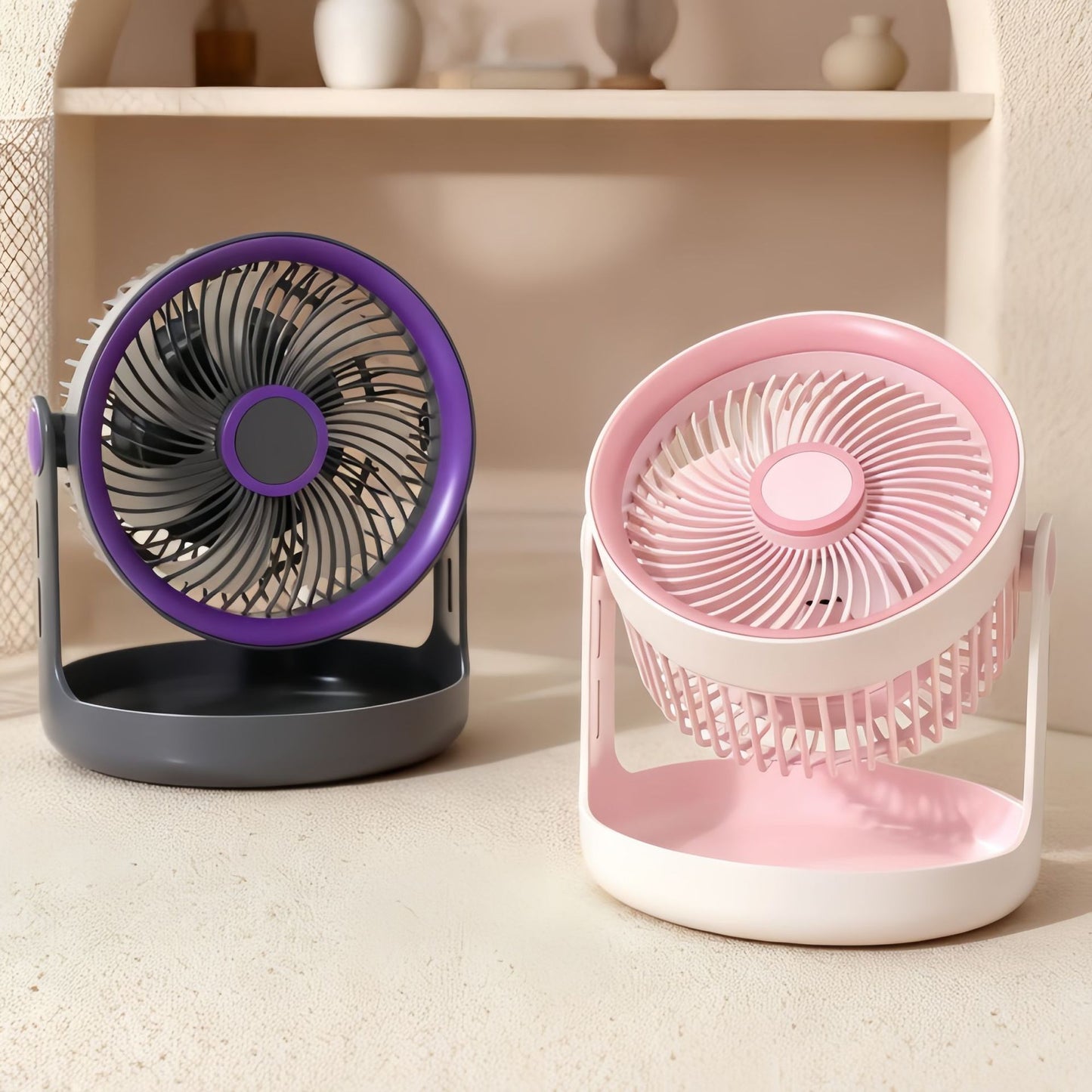Damen Tischventilator mit neigbarem Kopf und leisen Betriebsmodus Karnz