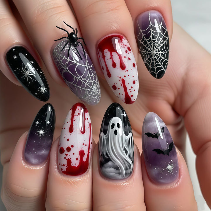 Künstliche Kunstnägel mit Halloween-Motiven Karnz