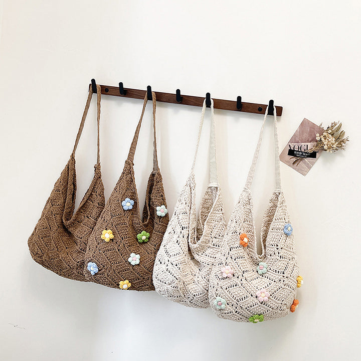 Florale verziertes Häkel-Schultertasche Karnz