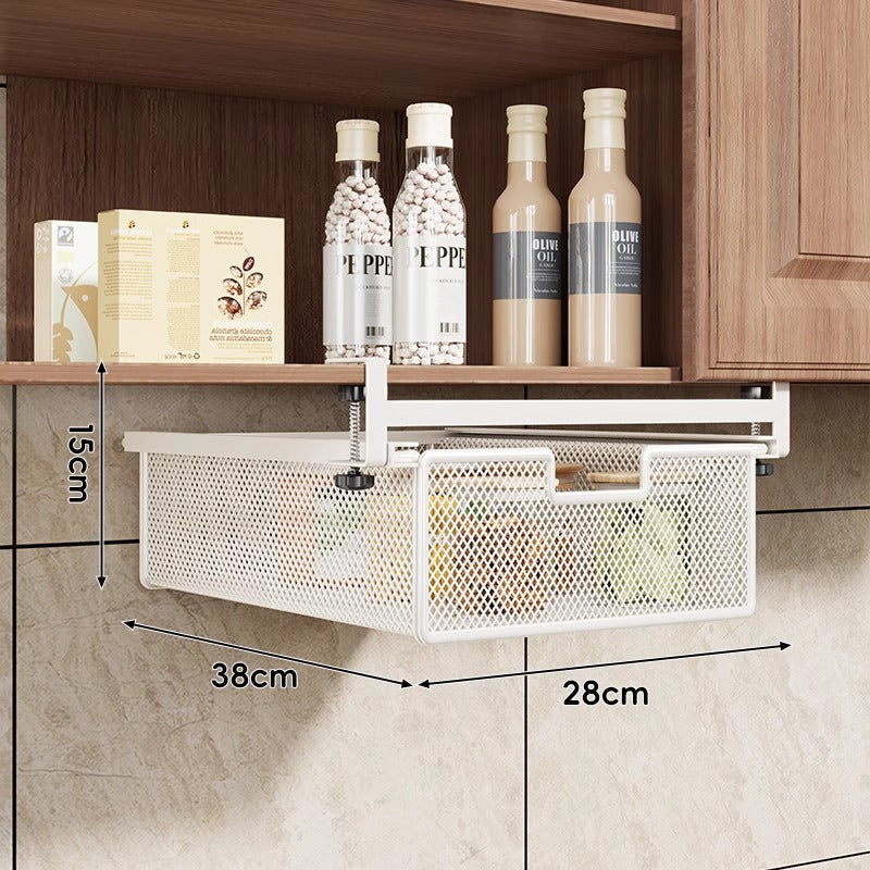 Unterregal Ausziehbarer Metallgitter Pull-Out Aufbewahrungsdrawer mit verstellbarem Klemmen