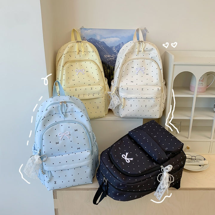 Polka-Dot-Design-Rucksack mit Mehrfachtaschen-Features Karnz