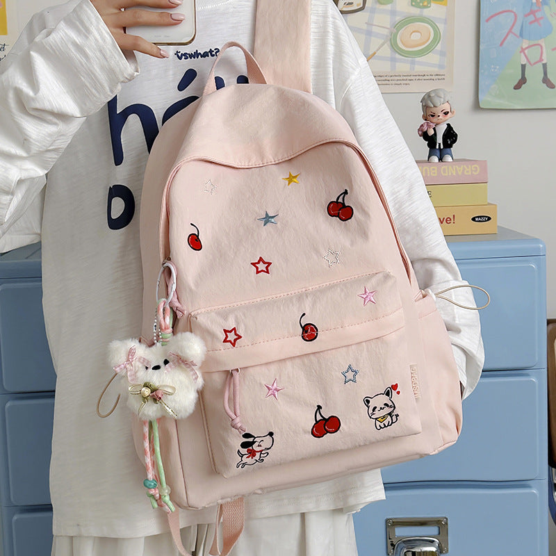 Verspielter Charakter Bestickter Schulrucksack Karnz