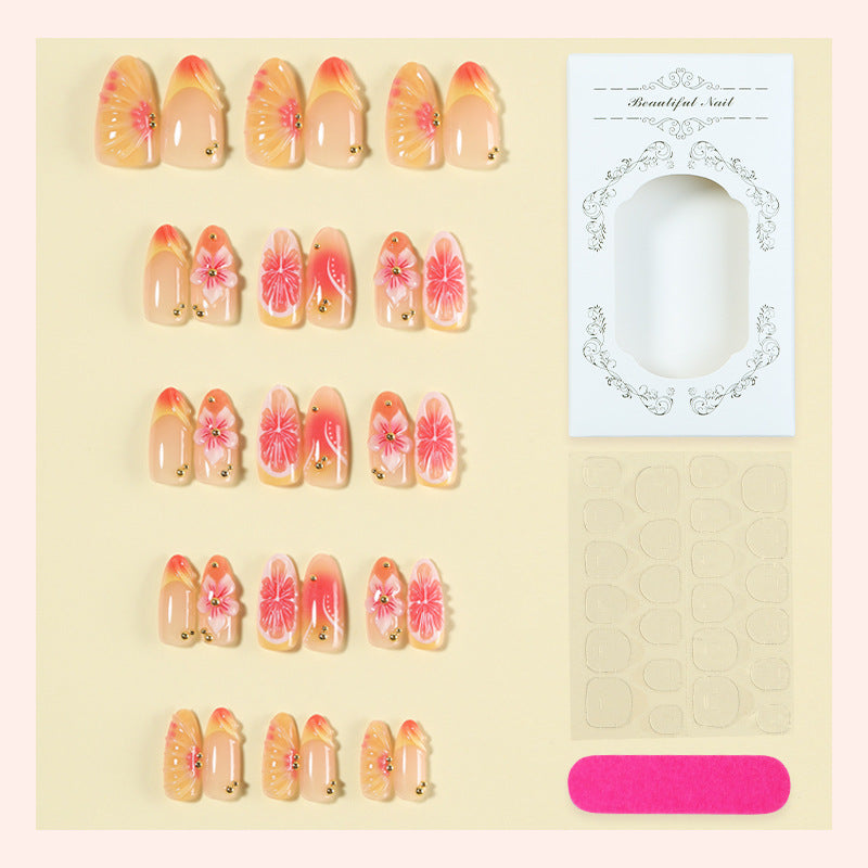 Dekorativer floraler Press-On Nagelset Karnz 1788495756