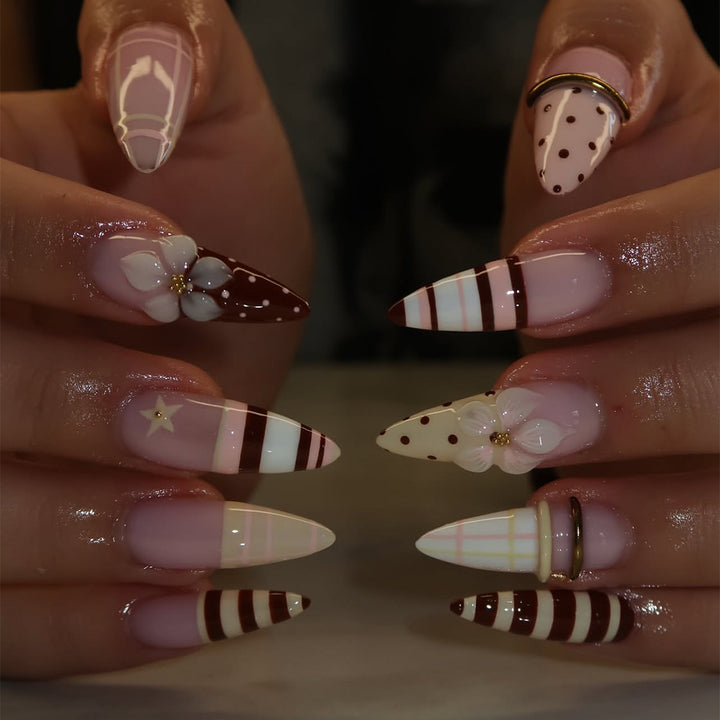 Premium Dekorative Press-On Nagelset
